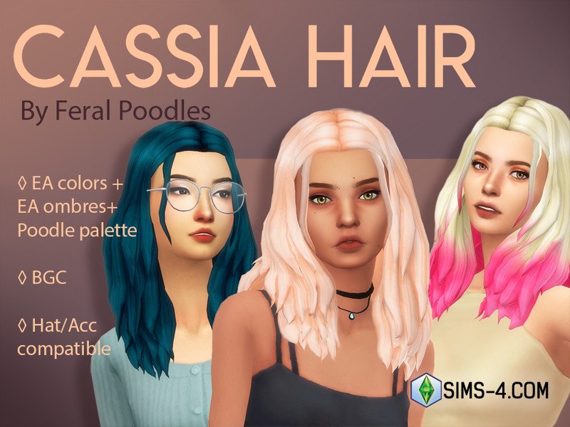 скачать мод на прическу Cassia Hair для Симс 4