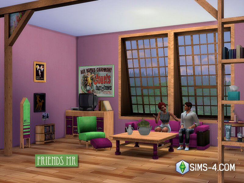 Cкачать мод на мебель из сериала Друзья для Симс 4 для спальни, кухни, кафе, гостинной