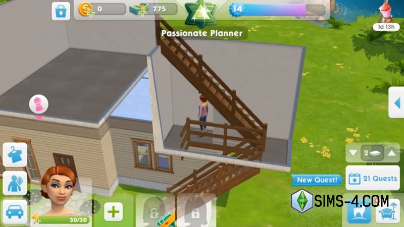 Скачать Sims Mobile 2.0.0 Вращения на крыше: как построить многоэтажное здание, как разместить лестницу в доме, как подняться на второй этаж