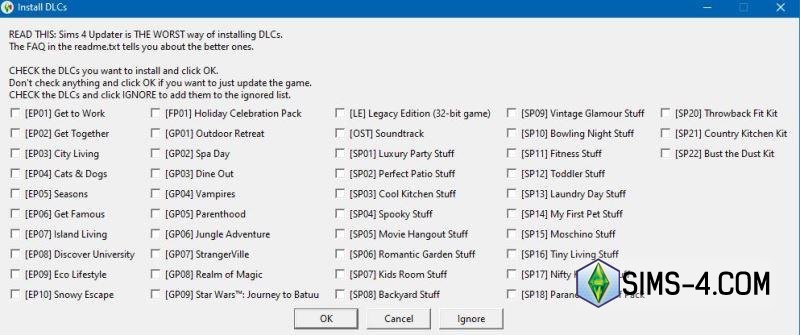 Скачать последнюю версию Sims 4 Updater - обновление, ремонт, дополнения DLC